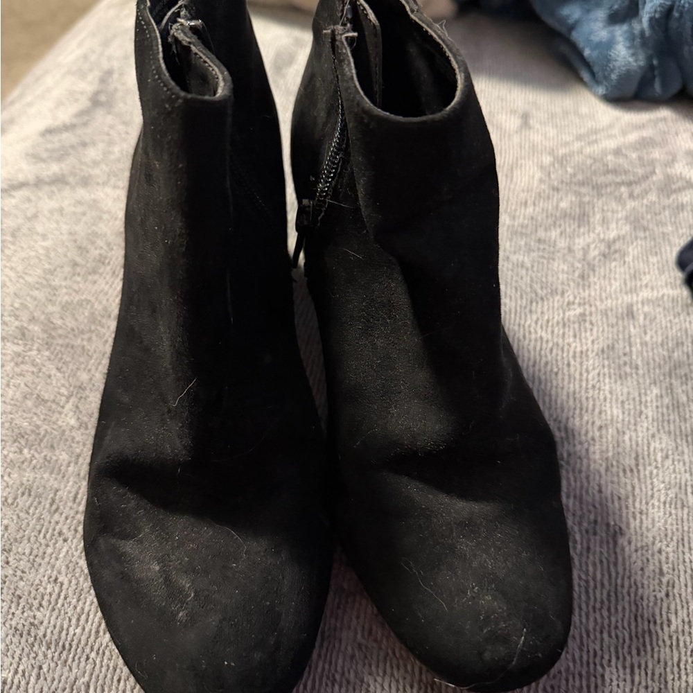 Chic Black Suede Heeled Boots for Women